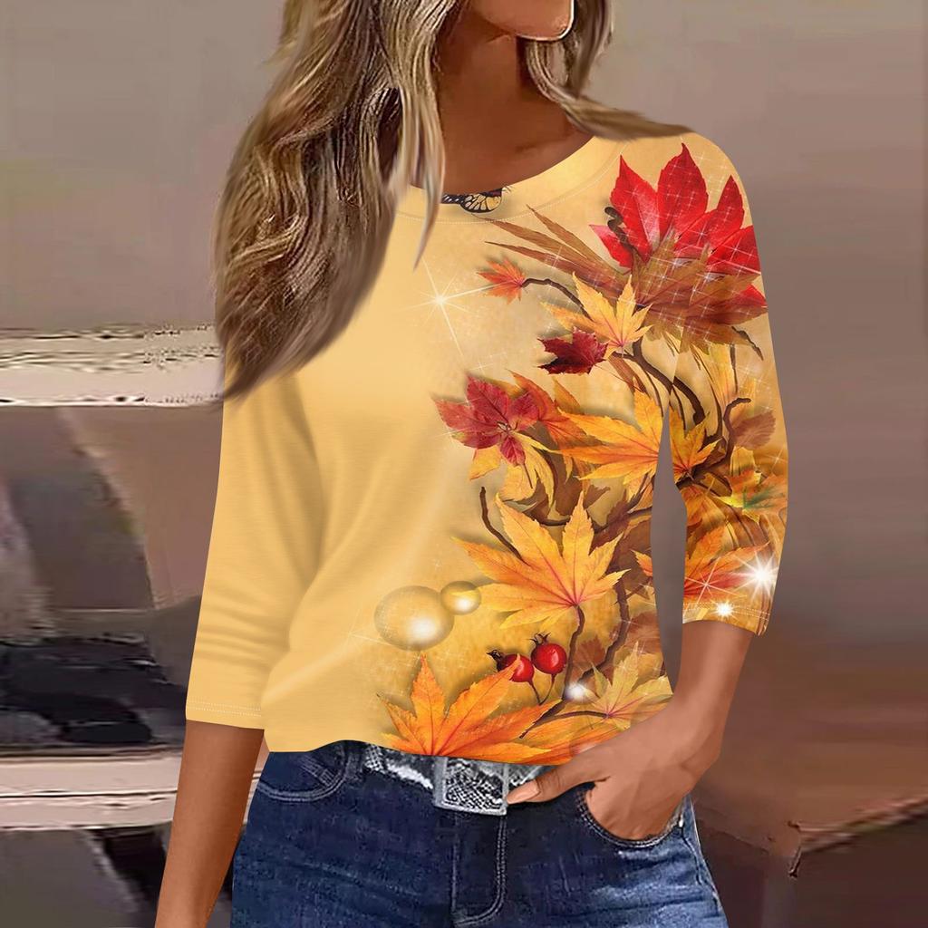 Женская рубашка свободного покроя с рукавом семь четвертей и ретро-цветочным принтом