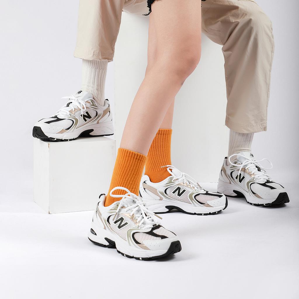 New Balance Nb Серия 530 Ретро Удобные Сетчатая Ткань Синтетическая Кожа Низкие По Кроссовки Повседневные Беговые Обувь Унисекс Кроссовки Белый Черный MR530UNI