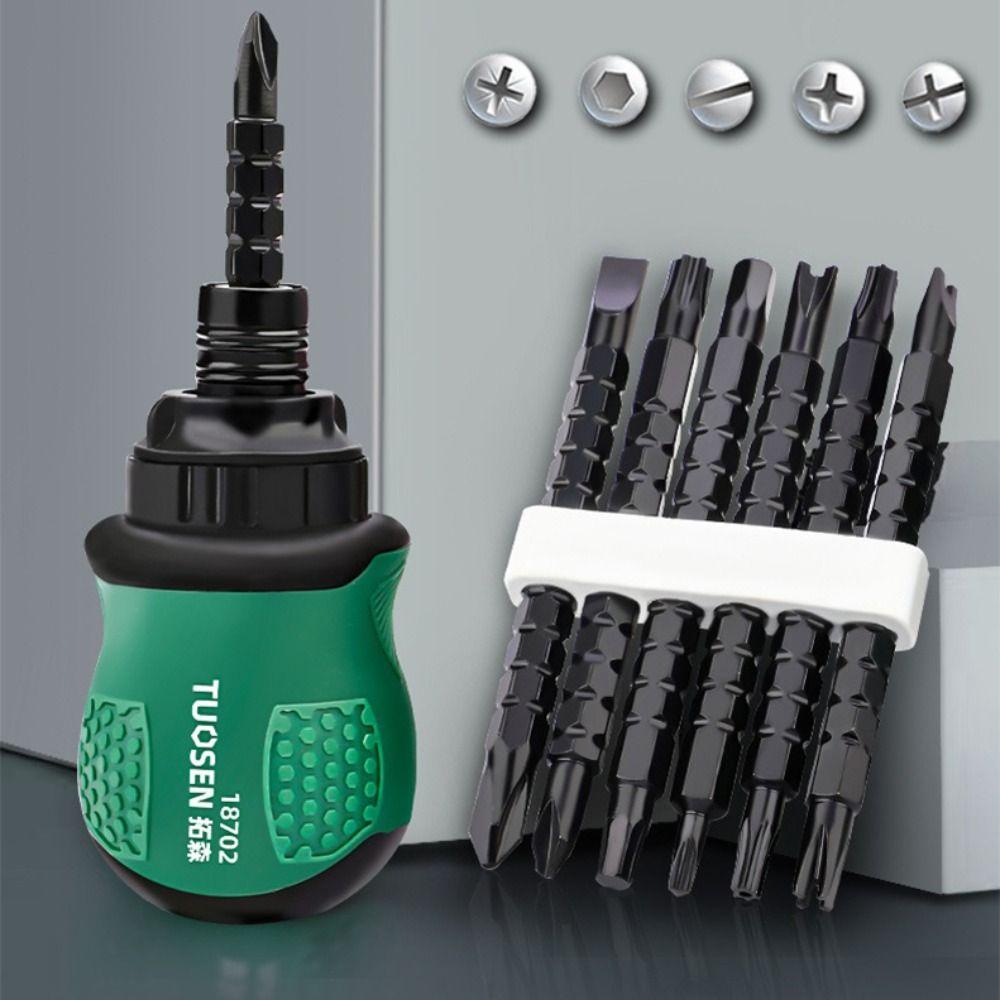 Short Handle Repair Tools Telescopic Cross Groove Drill Screwdriver Ratchet Screwdriver Set 13 In 1