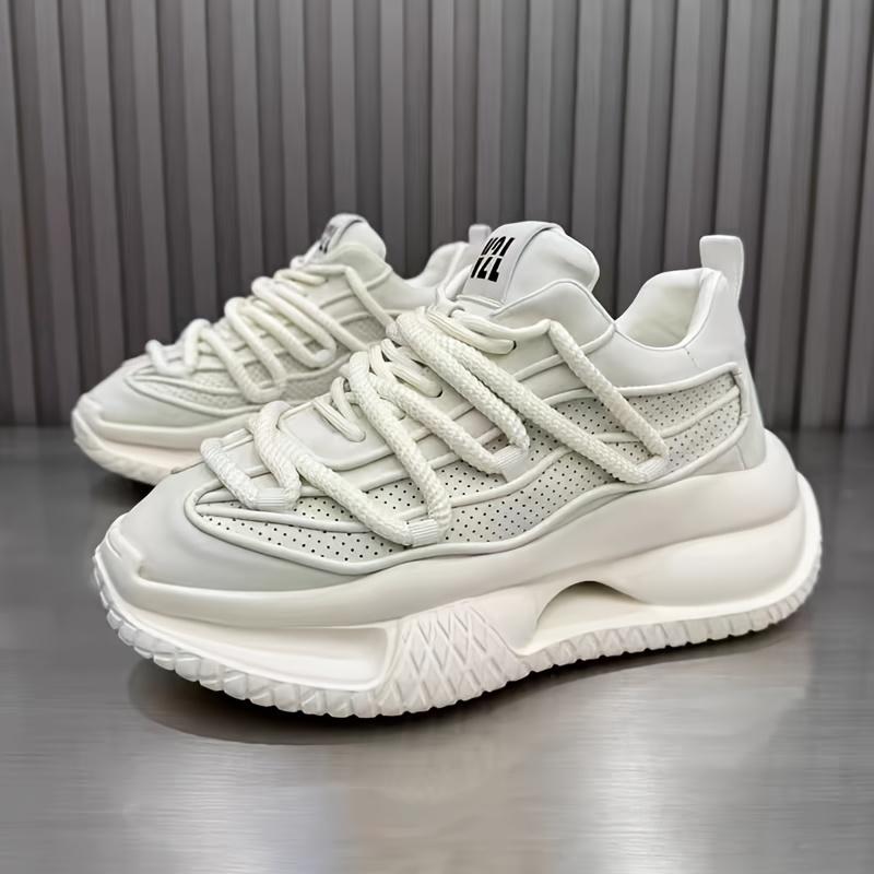 Solid Color Casual Shoes, Versatile and Trendy Dirt Resistant White Shoes, Fashionable and Simple Dad Shoes for Men