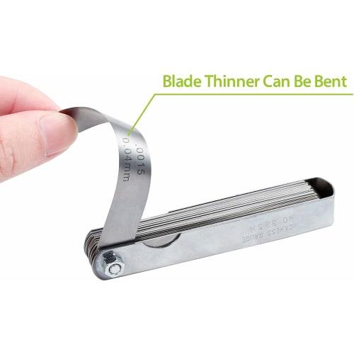 JUTOSU Thickness Gauge, 32-Piece Steel Feeler Gauge with Dual Marking, Metric & Imperial, 0.04-0.88 Mm (0.04-0.88 Mm)