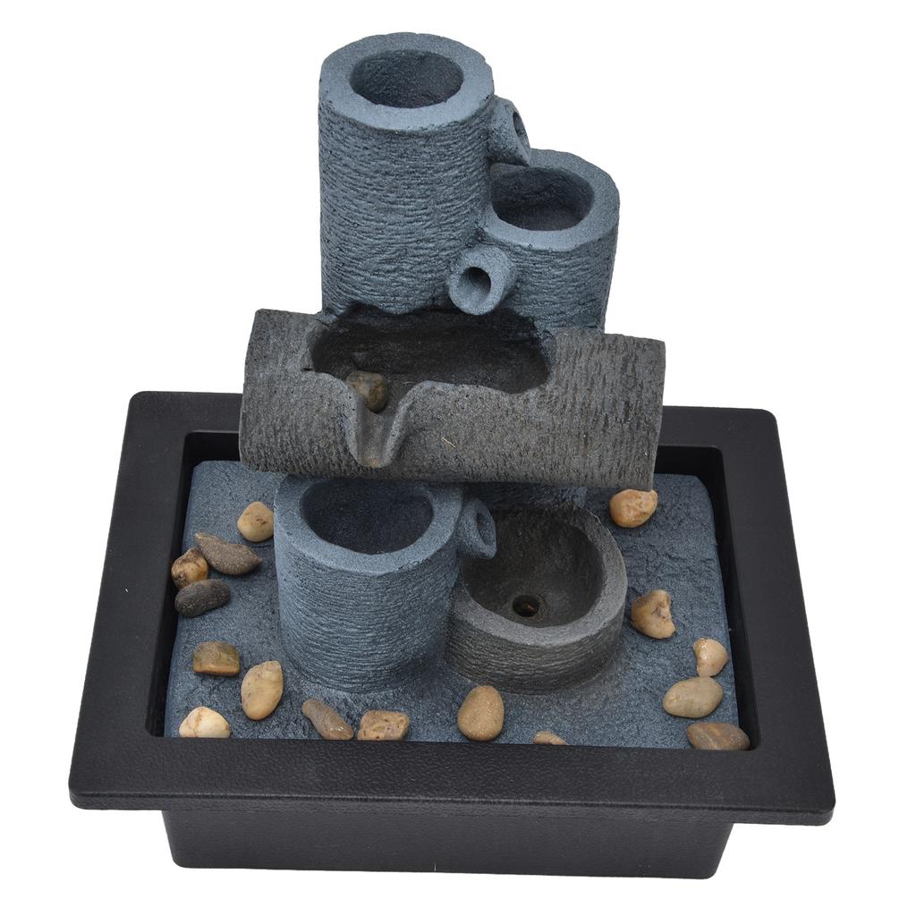 Внутренний водный фонтан со светодиодными лампами, настольный фонтан-водопад из смоляных камней для дома