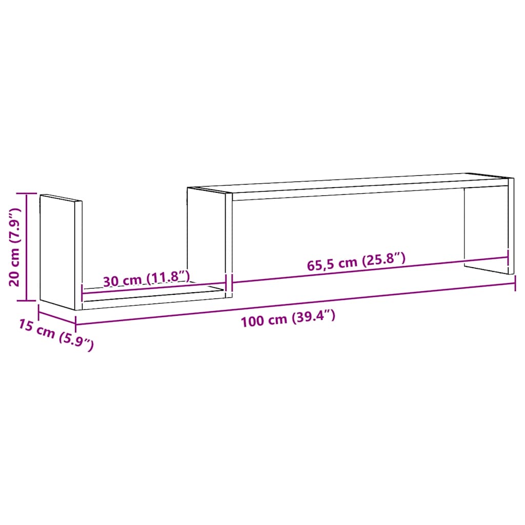 Настенная полка 2 шт., полка для настенного декора, подвесная полка, 100x15x20 см