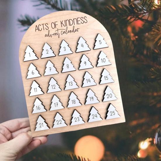 Деревянный рождественский адвент-календарь Акты доброты Адвент-календарь Рождественская елка 25 дней