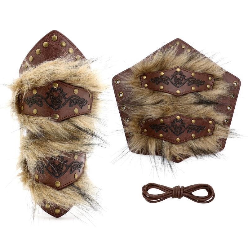 Кожаные наручи для взрослых, кожаные браслеты на предплечья, кожаные наручи-перчатки, браслеты на запястья, средневековые браслеты с пряжками для Хэллоуина, косплея, вечеринки