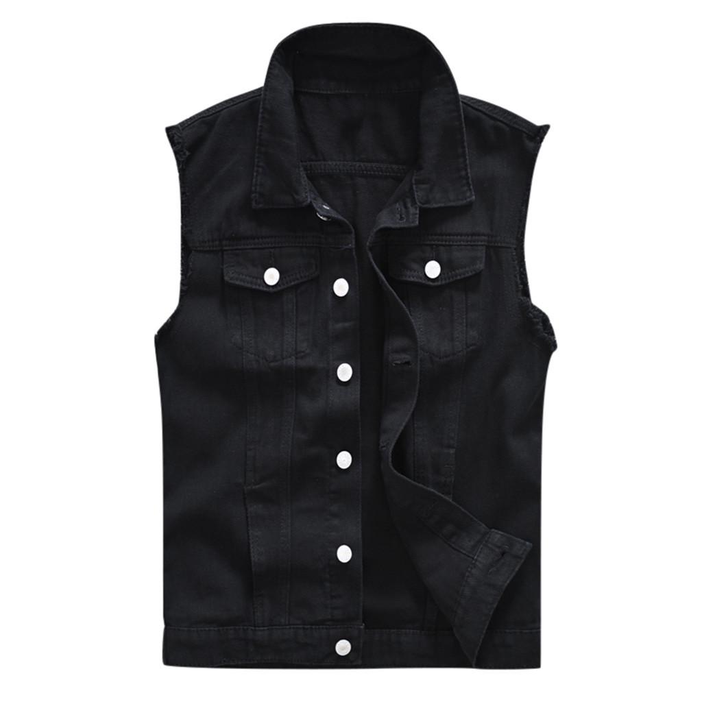 Men's New Fashion Denim Vest Casual Cowboy Jacket In Shoulder Blouse