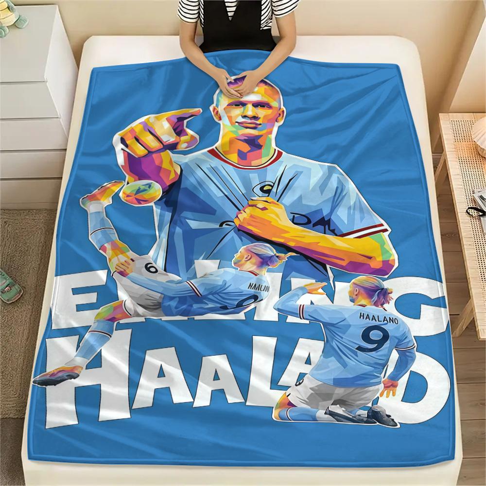 Erling Haaland Colorful Pop Art Print Flannel Blanket Football Star Throw Blanket Soccer Fan Warm Bedroom Sofa Cover