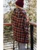 Azura Exchange Red Plus Size Plaid Kangaroo Pocket Drawstring Hoodie