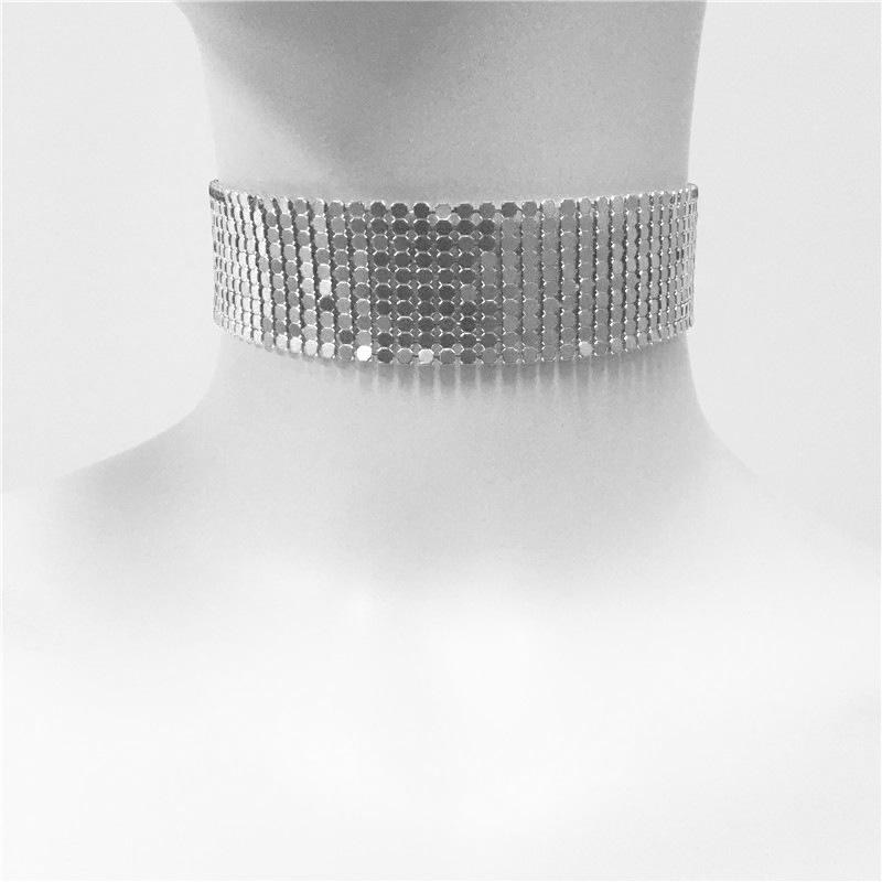 Модный орнамент чокер преувеличенное ожерелье хип-хоп пайетки панк-метал