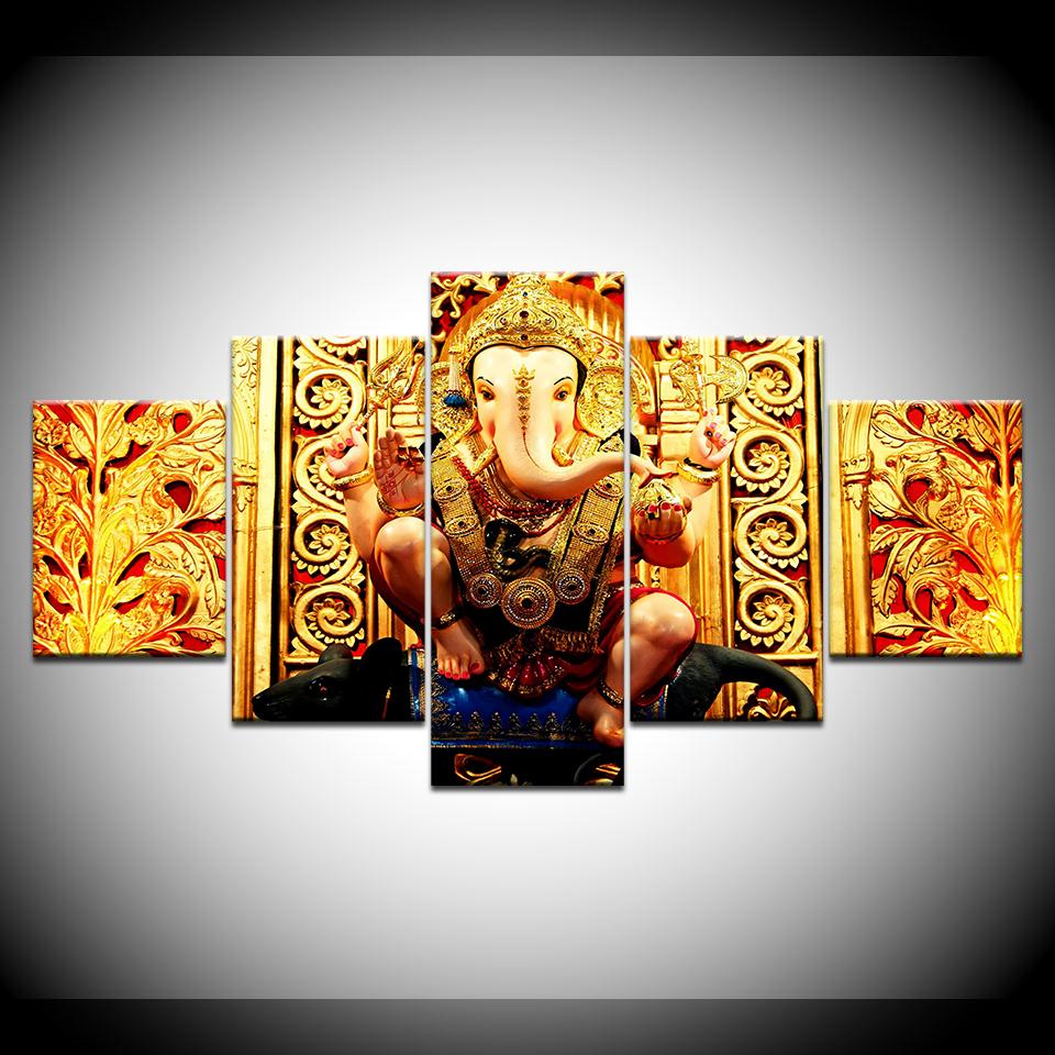 ganesh poster HD print 5 piece Wallpapers modern Modular Poster art Canvas painting for Living Room Home Decor