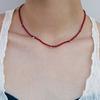 MONDAY EDITION Dot Dot Silver Ball Necklace - Red