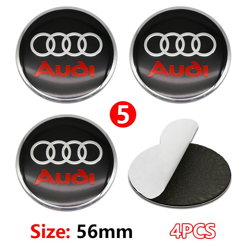 4Pcs 56mm Wheel Rim Hubcap Identity Overlay For Audi RS B8 B9 S A3 8V A4A6 C7 C6 A5 Q3 Q5 Q7 A1 Motorsport Tuning Accessory