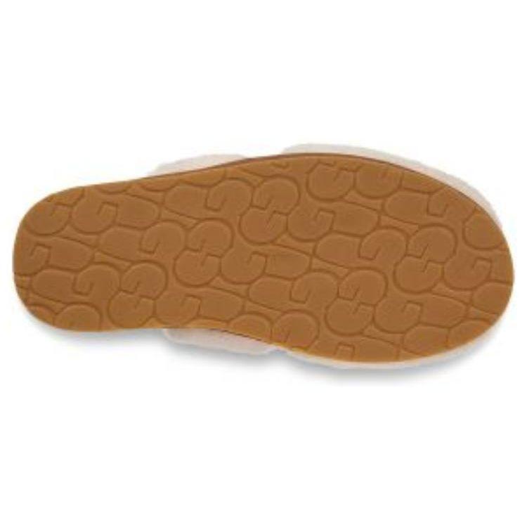 UGG Двухслойные повседневные удобные модные тапочки из коровьей кожи женские тапочки натурально-белые 1017549-NAT