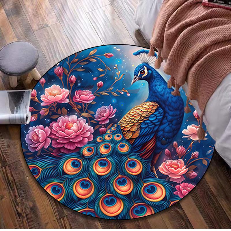 1Pc Animal Circular Print Rug - home decoration Carpet For Living Room Bedroom Flooring Computer Chair Area Rug