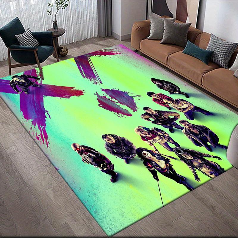 Suicide Squad Green Anti-Slip Rug, Rectangular Carpet for Game Room & Bedroom