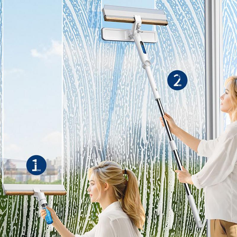 Window Cleaner Telescopic Shower Squeegee For Shower Walls Professional Scraper With Large-Capacity Water Bottle For Car Window