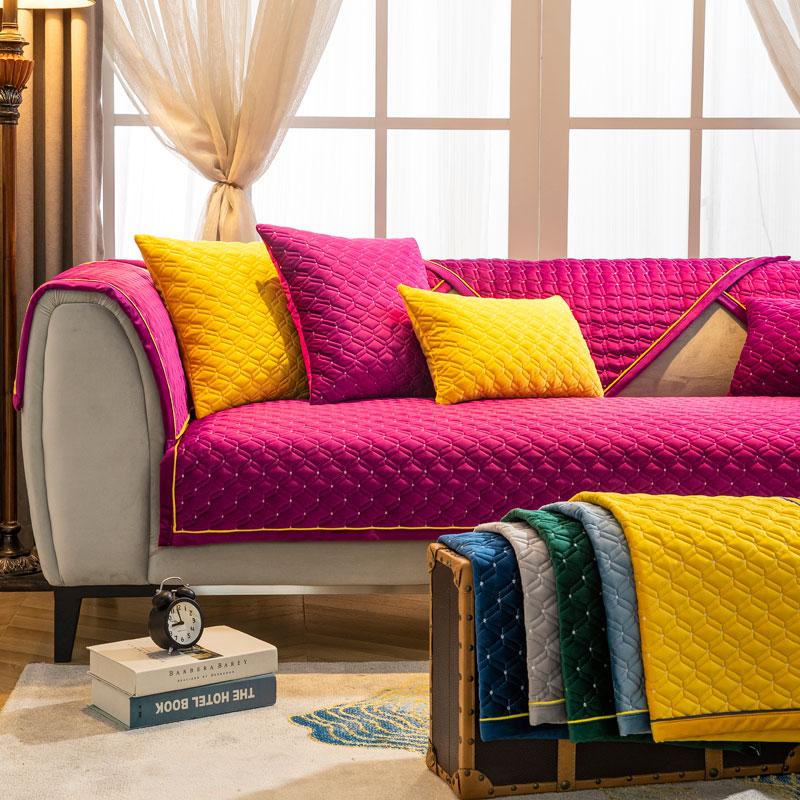 Стеганый толстый плюшевый бархатный чехол для дивана 3 4 сиденья Loveseat L-образный чехол для дивана однотонный ультрамягкий чехол для кресла зеленый теплый