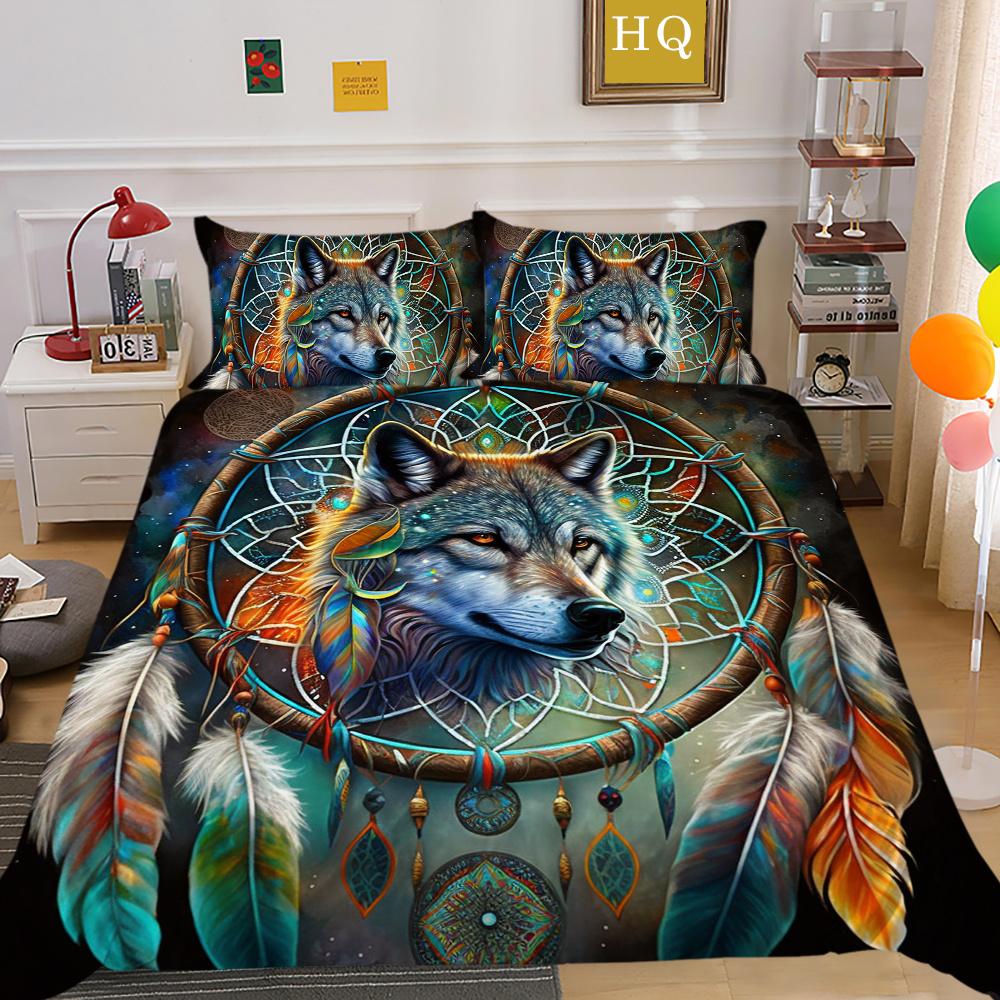 Комплект одеял с 3D принтом волка, двойной размер, покрывала из микрофибры, модный домашний текстиль для мальчиков и подростков