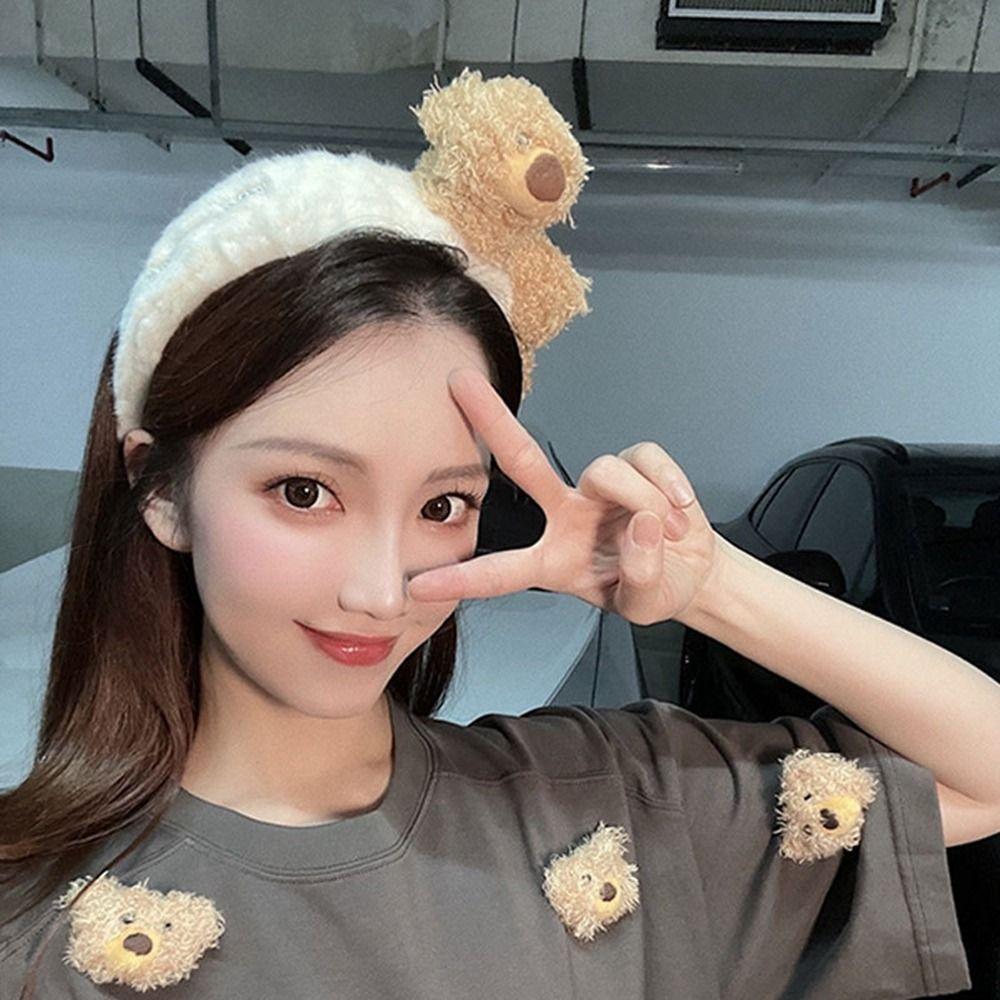 Makeup Headband Women Hair Accessories Wash Face Hair Band Cartoon Plush Headband Width Hair Hoop