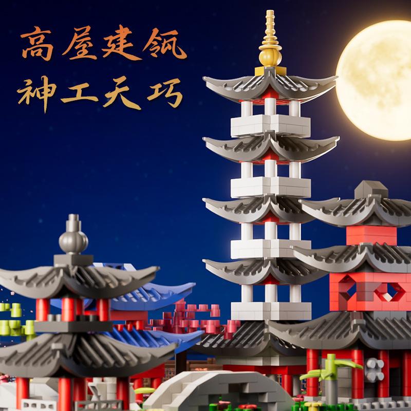 Ханчжоу Западное озеро Микро-частицы Строительный блок Ветер Высокая сложность Взрослый Строительная головоломка Сборка Игрушка подарок для мальчиков и девочек