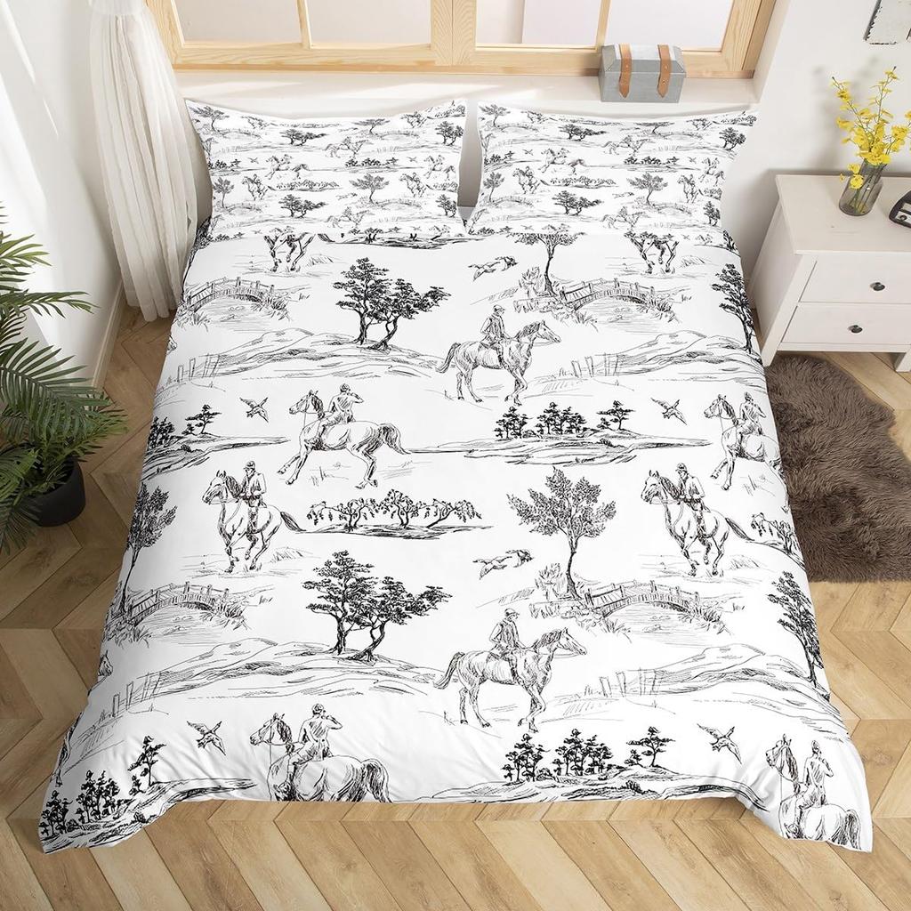 Пододеяльник Западный Ковбой Кинг-сайз Пустынный Кактус Корова Лошадь Животное Постельное Белье Набор Для Детей Мальчиков Девочек Взрослых Украшение Комнаты 3 шт.