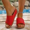 Fashion Summer Slippers with Slope Heels Women's Round Toe Open Toe Stitched Soft Soled Non-slip and Wear-resistant Roman Shoes