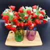 Lifelike Artificial Strawberry Stems Plastic Simulation Plant Fruit Desk