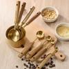 Wooden Handle Measuring Cups Spoons Stainless Steel Coffee Measuring Spoon New Baking Tools