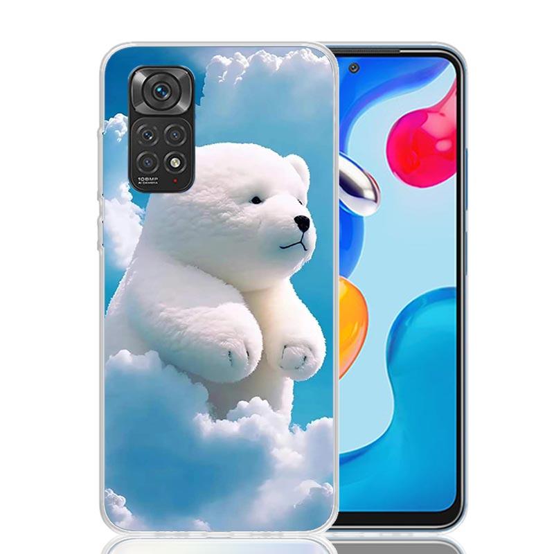 Sunny Clouds Teddy Bear Phone Case For Xiaomi Redmi Note 13 14 15 Pro Plus 12S 12 14S 11S 11E 10 10S 11 11T 5G 4G Cover Coque Re