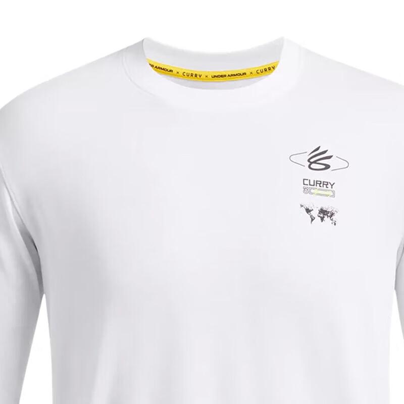 Under Armour Футболка с длинным рукавом и круглым вырезом с узором «Карри» для мужчин, белая 1387109-100