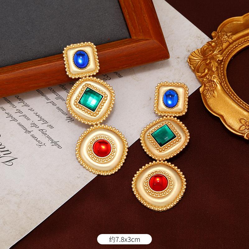 Украшения для среднего уха Барокко цветные сокровище глазурованные серьги-пусеты темперамент легкая роскошь 925 серебряная игла ретро серьги женские