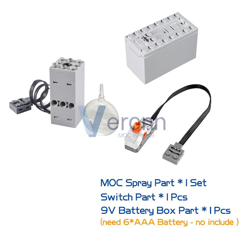 Технический спрей Выхлоп Красный свет Модифицированный блок Совместимый MOC Суперкар Поезд Замок Военная серия Кирпичи Игрушки