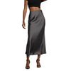 Women Midi Skirt Mid-rise A-Line Solid Color Fishtail Skirt Smooth Fabric Office Lady Skirt Daily Wear
