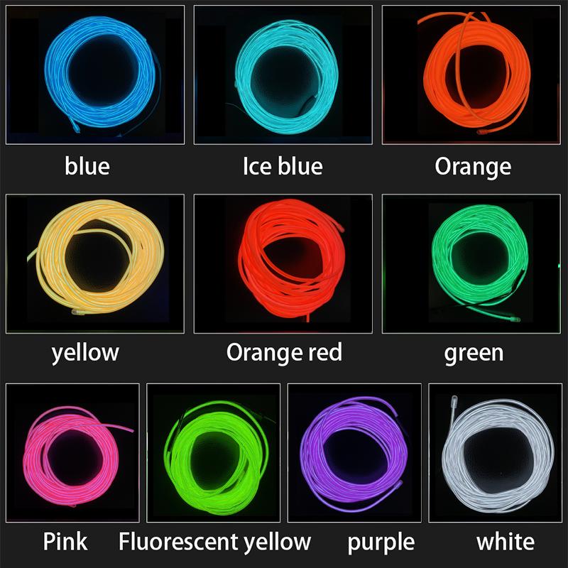 10/5/3/1M EL Wire Cable LED Neon Christmas Dance Party DIY Costumes Clothing Luminous Light Decoration Ball Rave USB Switch Neon Lights 4