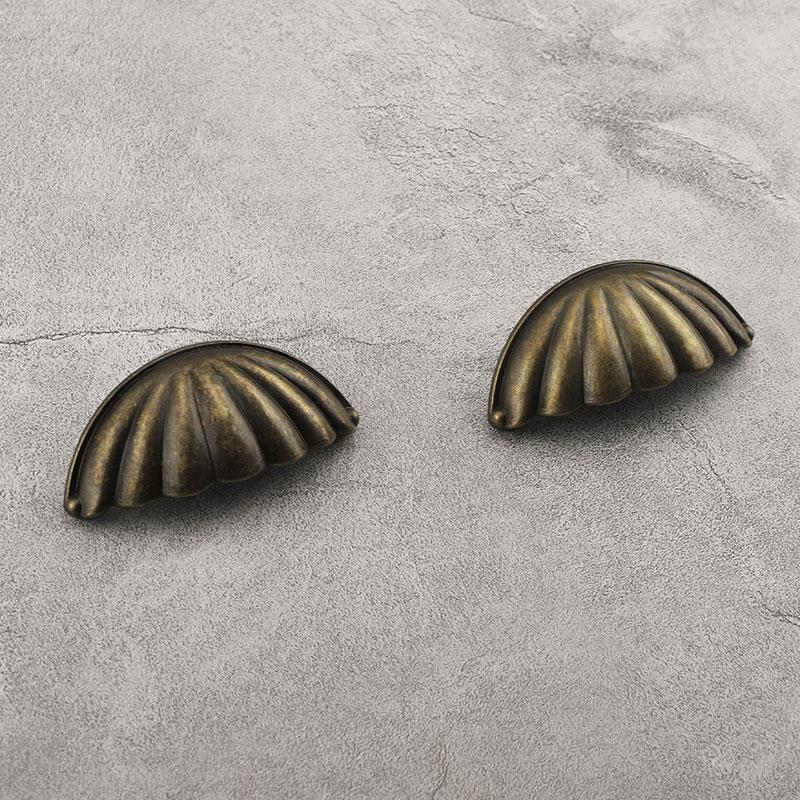 1PC Hardware Antique Brass Shell Knob Cabinet Pulls Cupboard Door Handle Home Decor Desk Drawer