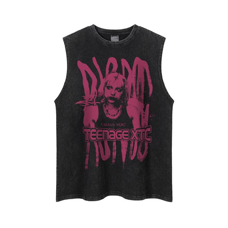 AZ Original Trendy High Street Washed Old жилет для мужчин и женщин большого размера с круглым вырезом без рукавов парный наряд
