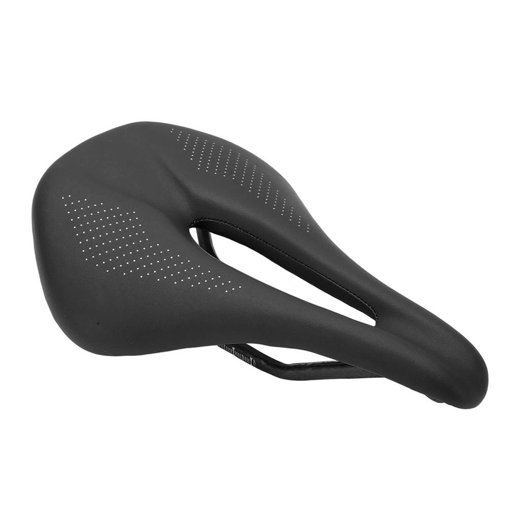 155mm Widen Carbon Fiber Leather Bicycle Saddle Cushion Hollow Cycling Road Bike CushionBlack
