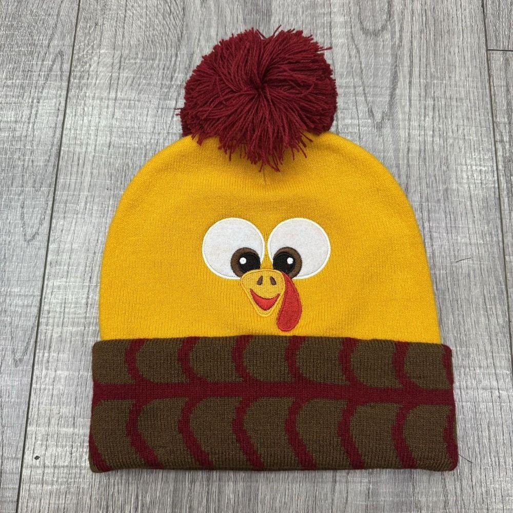 Simple Style Turkey Knitted Hat Acrylic Embroidered Beanies Knitted Beanie Hat For Boys Girls Kids