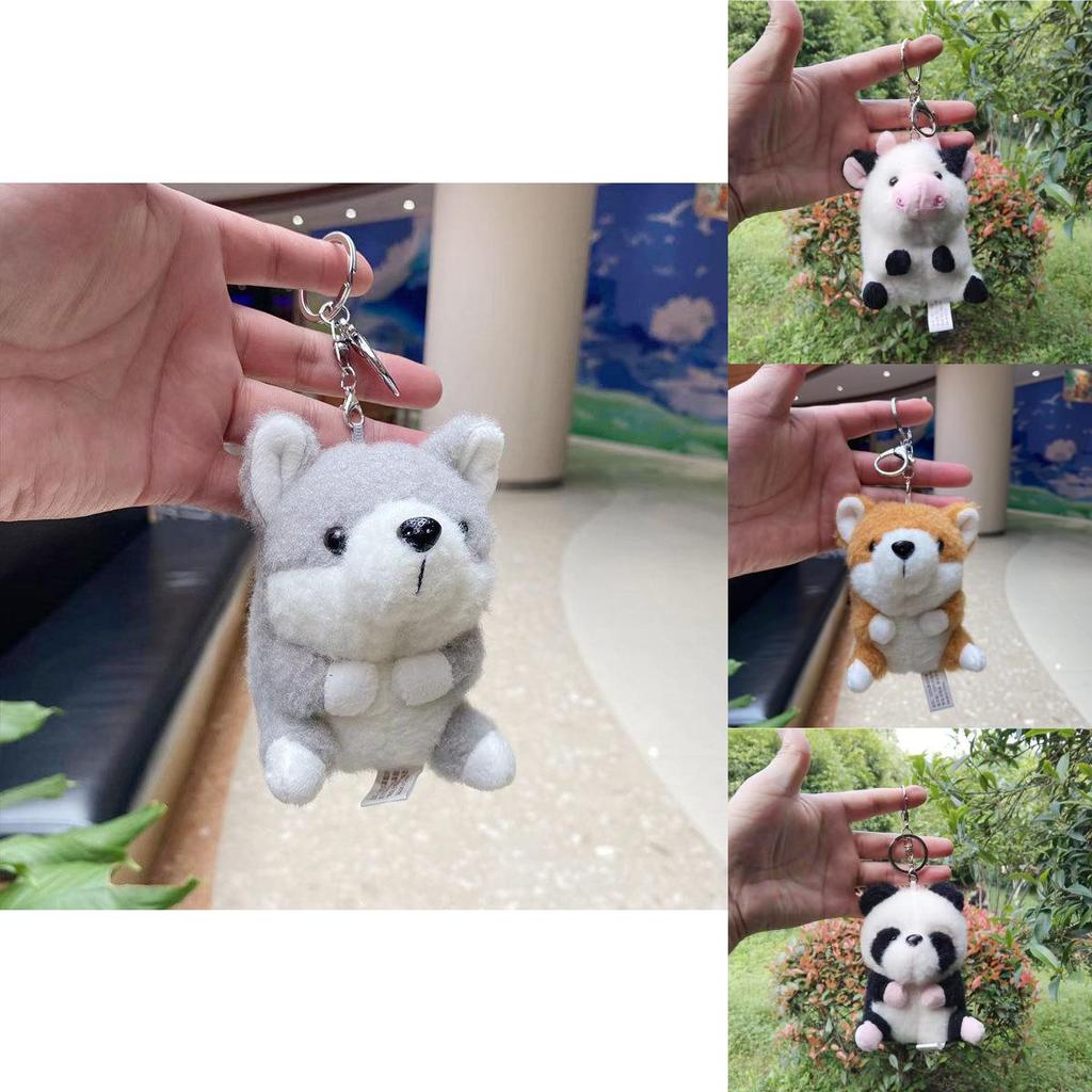 Cheerful Panda And Cow Plush Toy Keychain Cute Cuddly Animal Gift For Kids