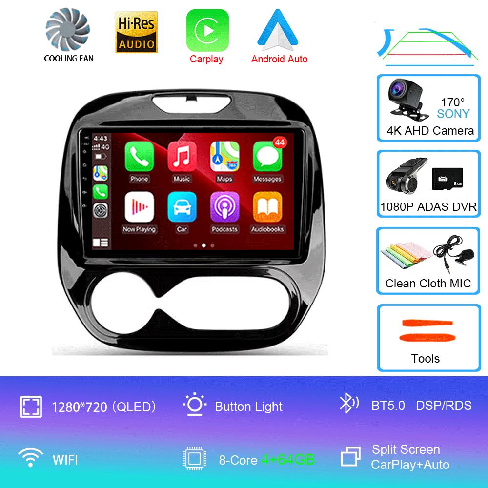 Автомобильное радио Android 14 Carplay для Renault Kaptur Captur 2016 - 2019 Навигация GPS Мультимедийный проигрыватель WiFi+4G Стерео видео Авто BT