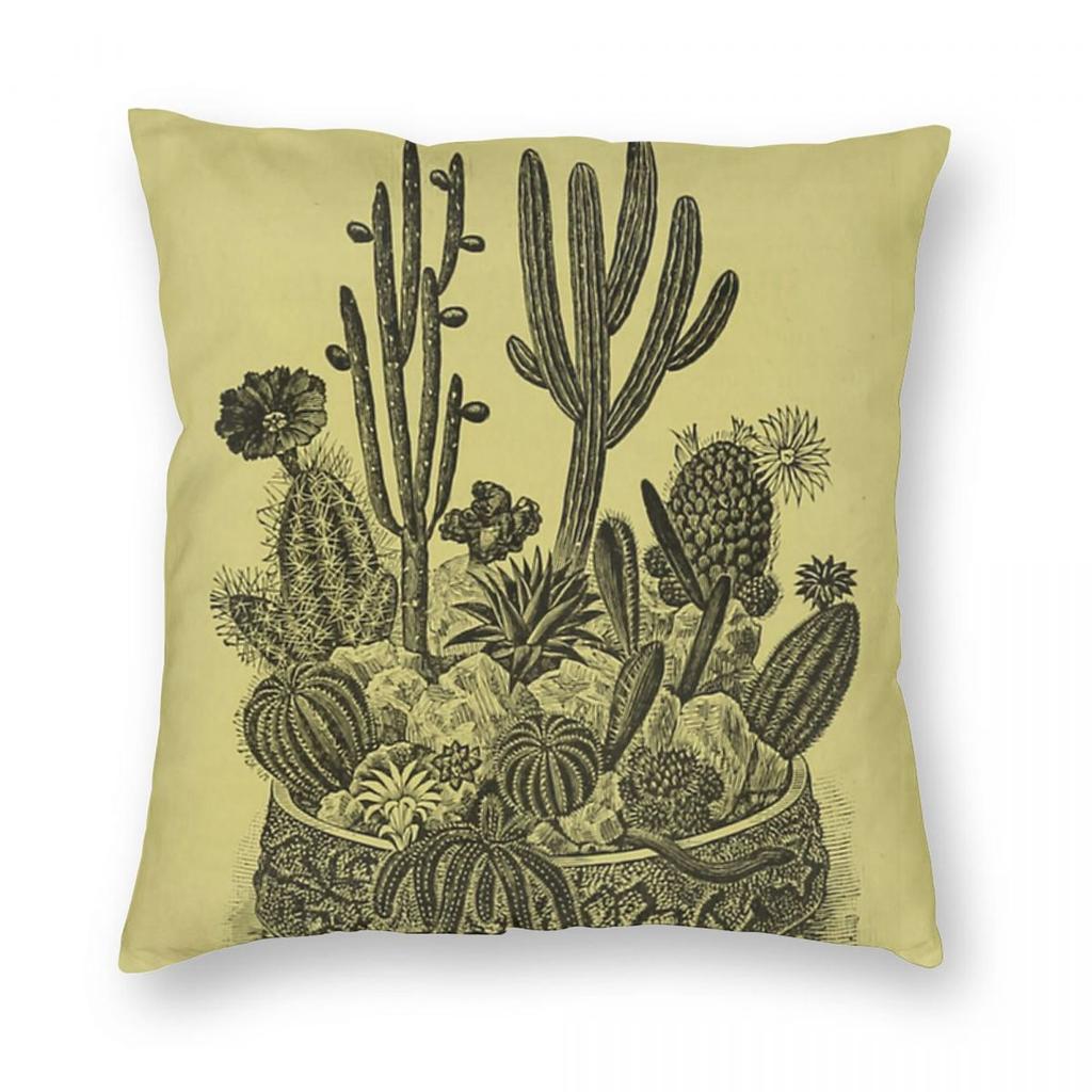 Botanical Cacti Succulents Pillowcase Polyester Linen Velvet Pattern Zip Decor Pillow Case Home Cushion Cover