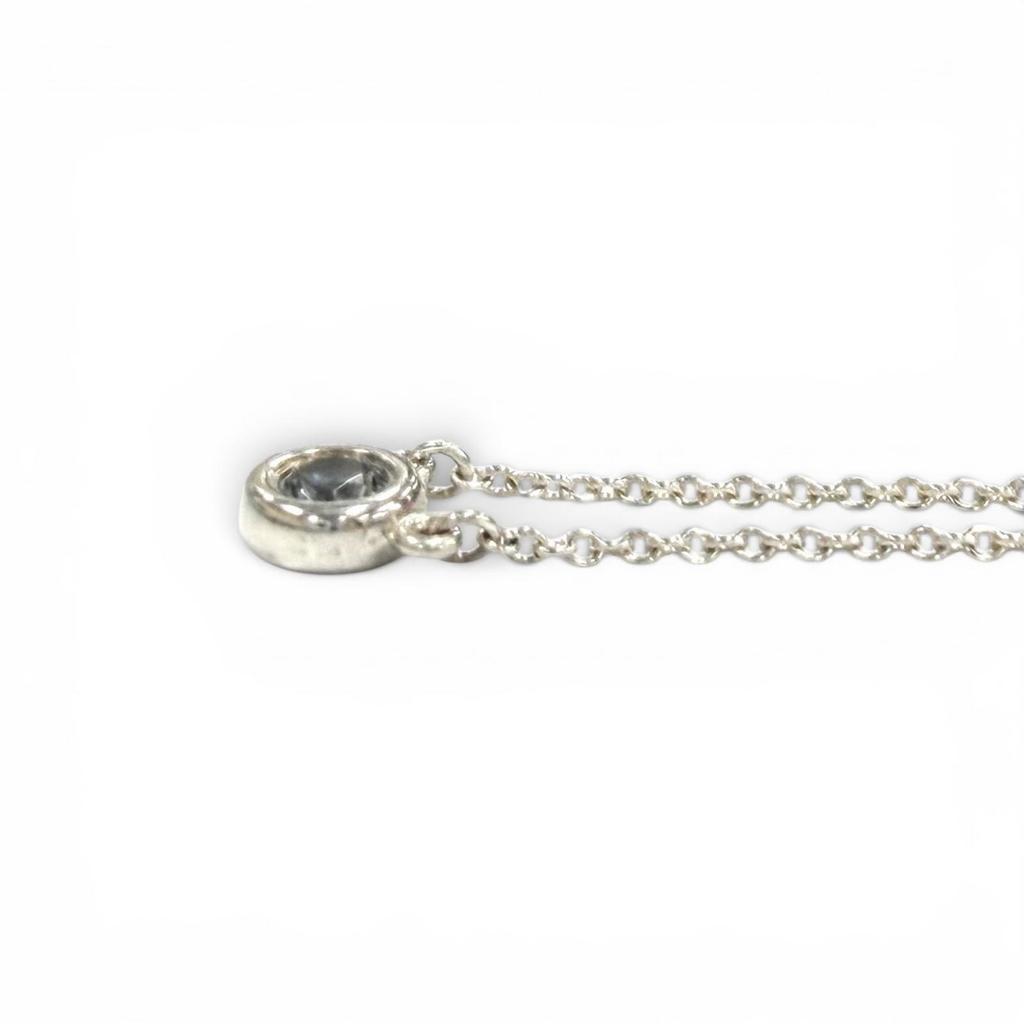 Превосходный TIFFANY&Co. Ожерелье Цвет по метру Аквамариновый кулон 0,13 карата AG925 Б/у