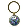 Colorful Hummingbird Gemstone Keychain Pendant Stylish Metal Keyring Creative Gift