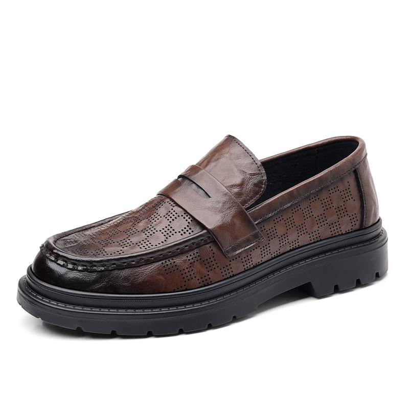 Модная мужская повседневная обувь для отдыха на открытом воздухе 2024 года, новые кожаные мужские стильные мокасины, мужская удобная деловая обувь, классические мужские туфли без застежек