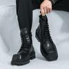 Модная мужская деловая обувь челси черного цвета на толстой подошве, прочная, модная, брендовые ботинки с большой головкой, уличные тренировочные рабочие ботинки, мужские размеры 38-45