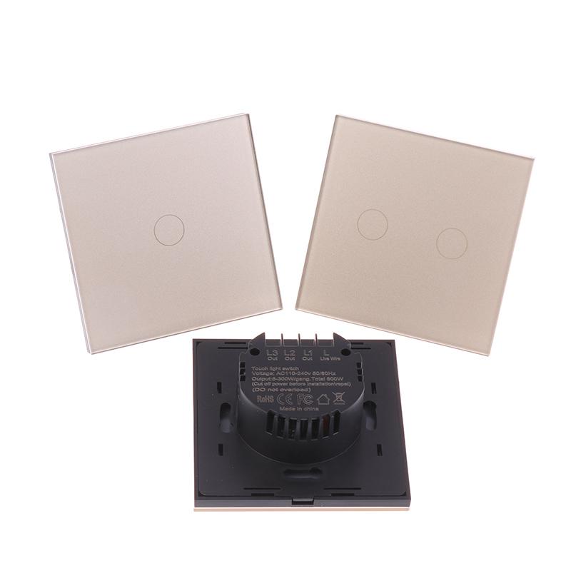 1/2/3-клавишный сенсорный выключатель 1-клавишный Разъемы USB Type-C Настенные розетки Выключатель света с розетками Стеклянная панель Золотой
