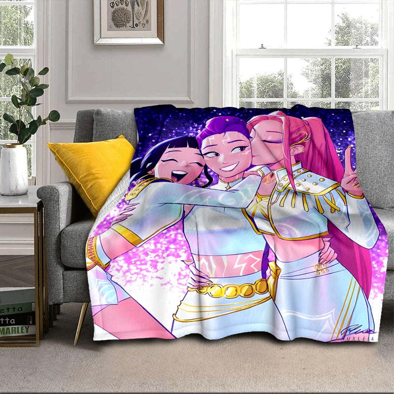 Kpop cartoon Blanket Flannel Blanket for bed, sofa, Camping, Hiking, Picnic Essentials, gift for family Fan gifts