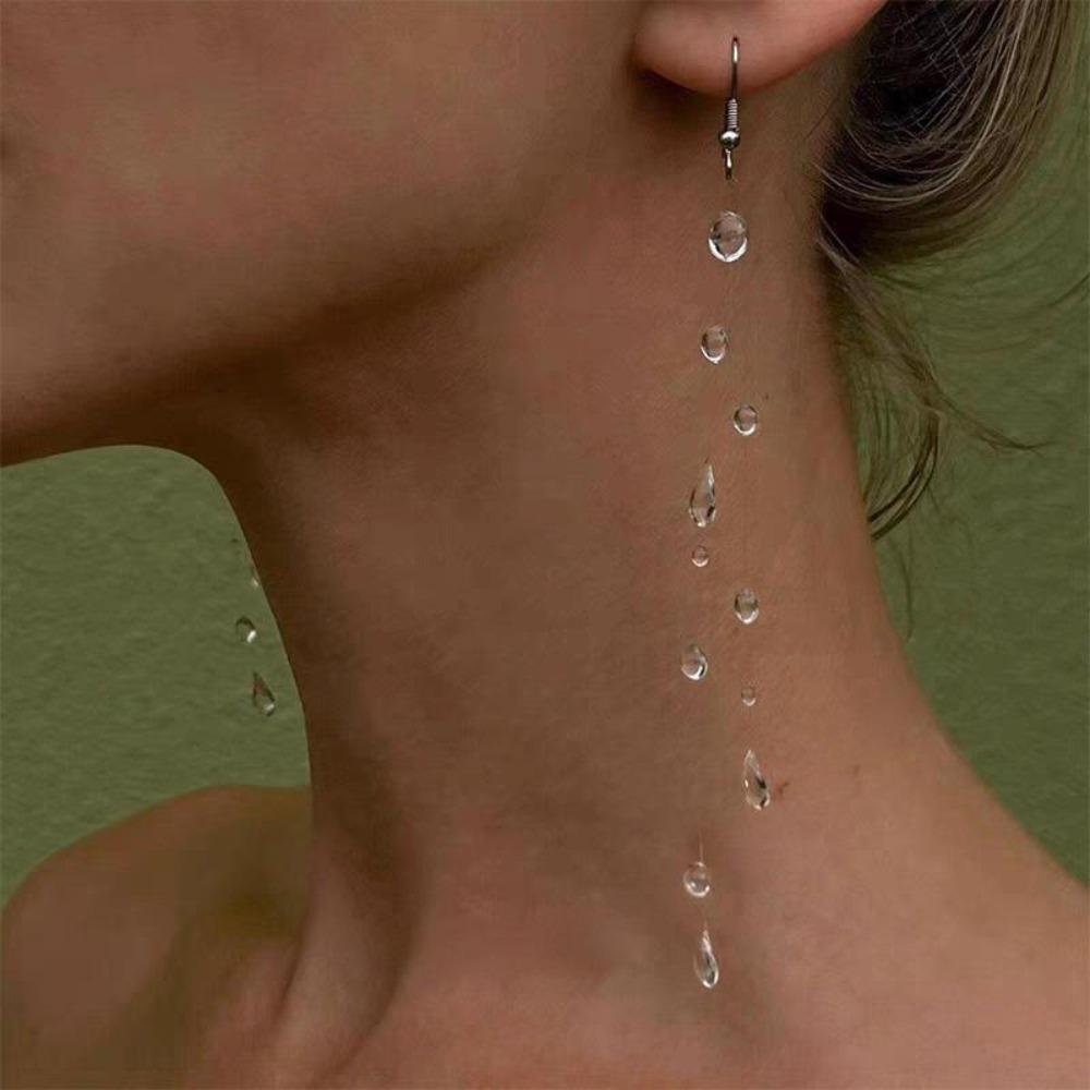 Crystal Dewdrop Earrings Transparent Dew Rain Earrings Dewdrop Necklace Wedding Party