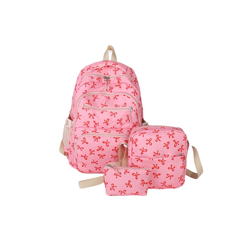 girl college student backpack large capacity bow full print travel light backpack