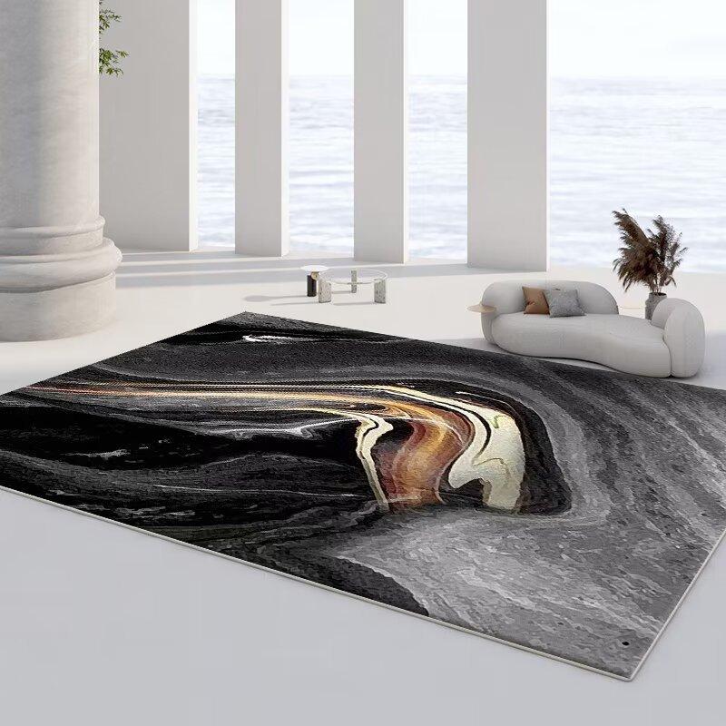 Modern Ombre Carpet Blue Brown Geometric Pattern Large Non Slip Area Rug for Living Room Sofa Home Decor